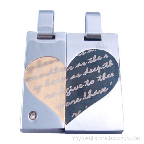 Heart couple stainless steel pendant, matching pendant